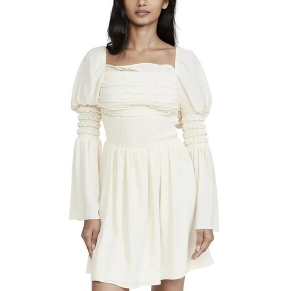 o.p.t Dresses & Skirts - OPT One Pretty Time Luanne Dress XS Long Sleeve Milkmaid Mini Cream Costume NWT